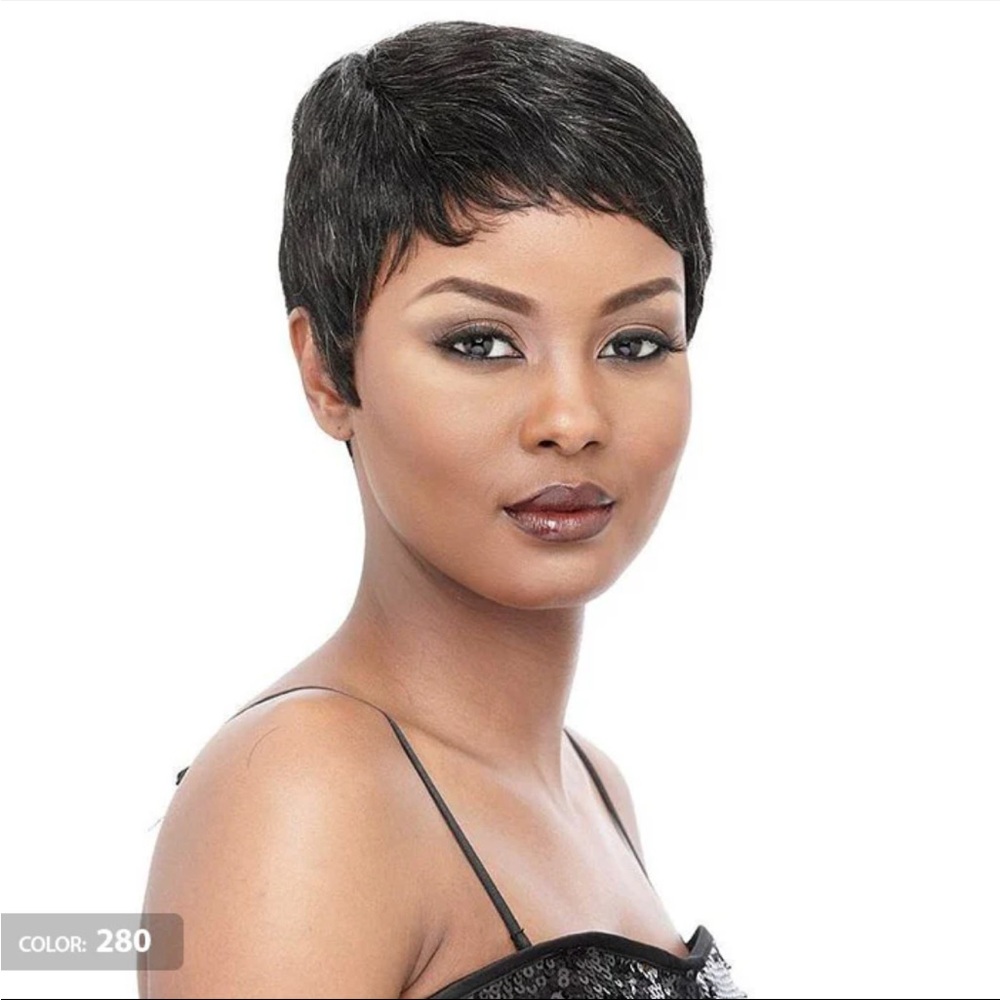 Full Cap Pixie Cut Wig- 100 % Human Hair- Color 1B